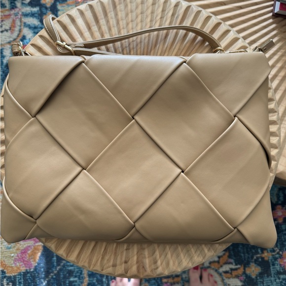 Anthropologie Woven Clutch Neutral Beige vegan leather - Picture 4 of 9